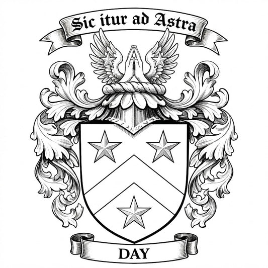 The Day Family Coat of Arms digital download: Includes Color PNG, B&W PNG, and SVG vector files
