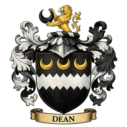 The Dean Family Coat of Arms digital download: Includes Color PNG, B&W PNG, and SVG vector files