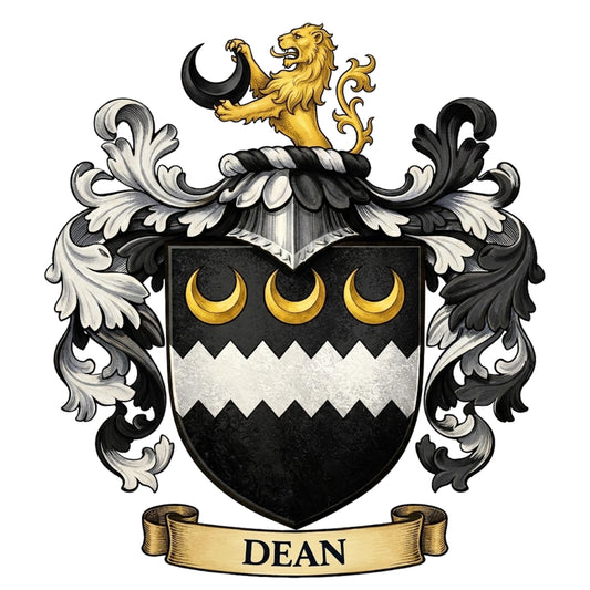 The Dean Family Coat of Arms digital download: Includes Color PNG, B&W PNG, and SVG vector files