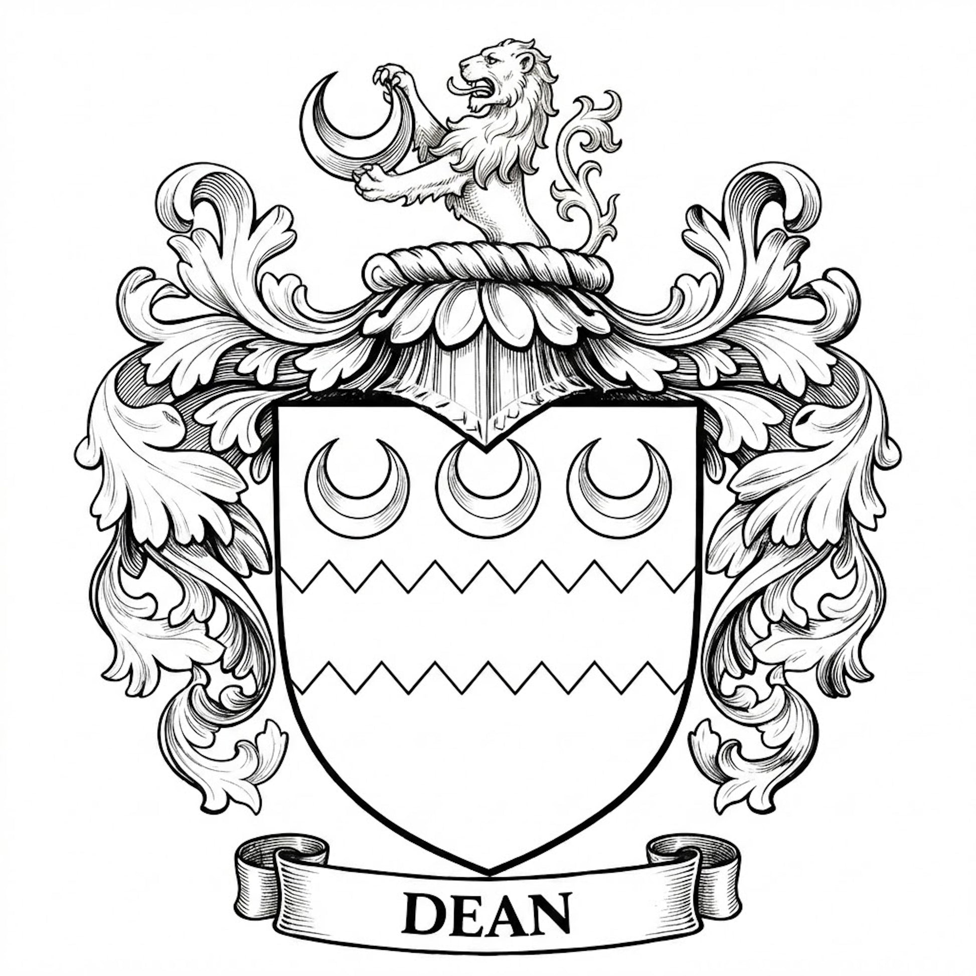 The Dean Family Coat of Arms digital download: Includes Color PNG, B&W PNG, and SVG vector files