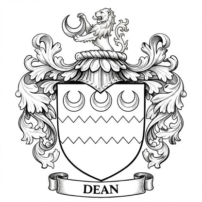 The Dean Family Coat of Arms digital download: Includes Color PNG, B&W PNG, and SVG vector files