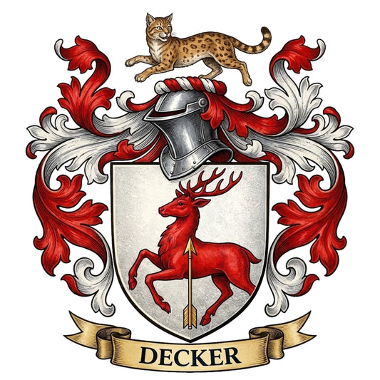 The Decker Family Coat of Arms digital download: Includes Color PNG, B&W PNG, and SVG vector files