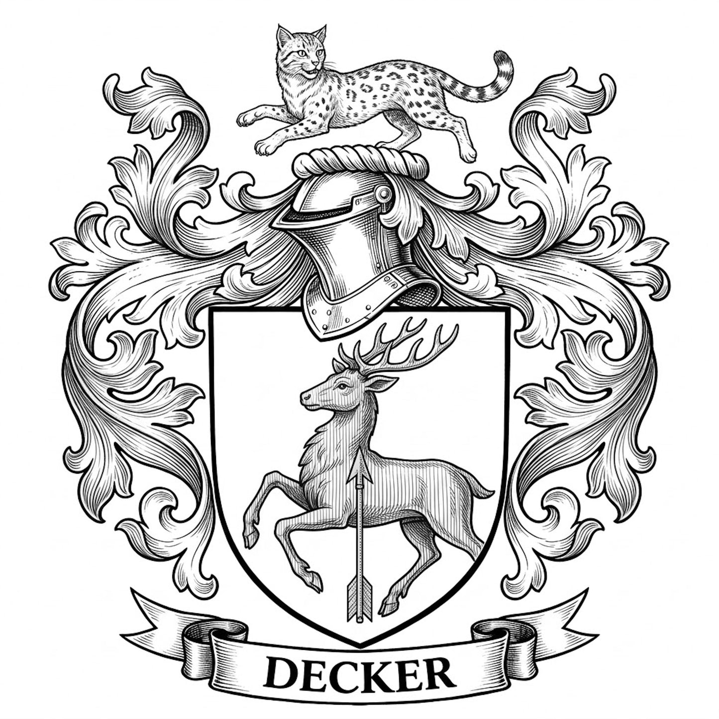 The Decker Family Coat of Arms digital download: Includes Color PNG, B&W PNG, and SVG vector files