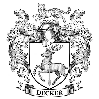 The Decker Family Coat of Arms digital download: Includes Color PNG, B&W PNG, and SVG vector files
