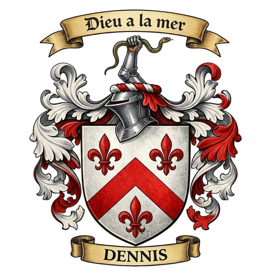 The Dennis Family Coat of Arms digital download: Includes Color PNG, B&W PNG, and SVG vector files