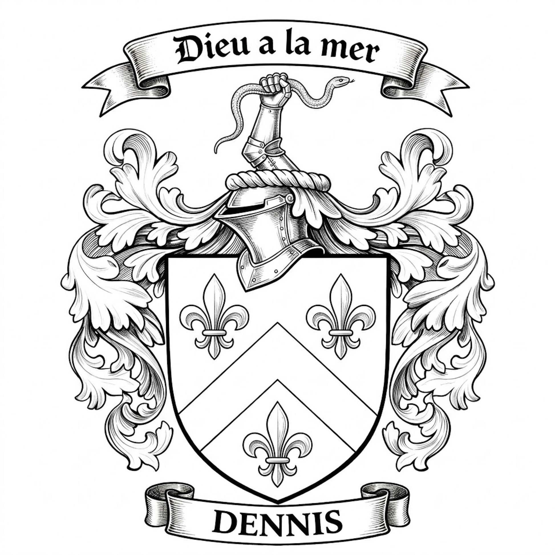 The Dennis Family Coat of Arms digital download: Includes Color PNG, B&W PNG, and SVG vector files