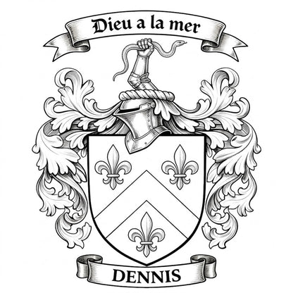 The Dennis Family Coat of Arms digital download: Includes Color PNG, B&W PNG, and SVG vector files