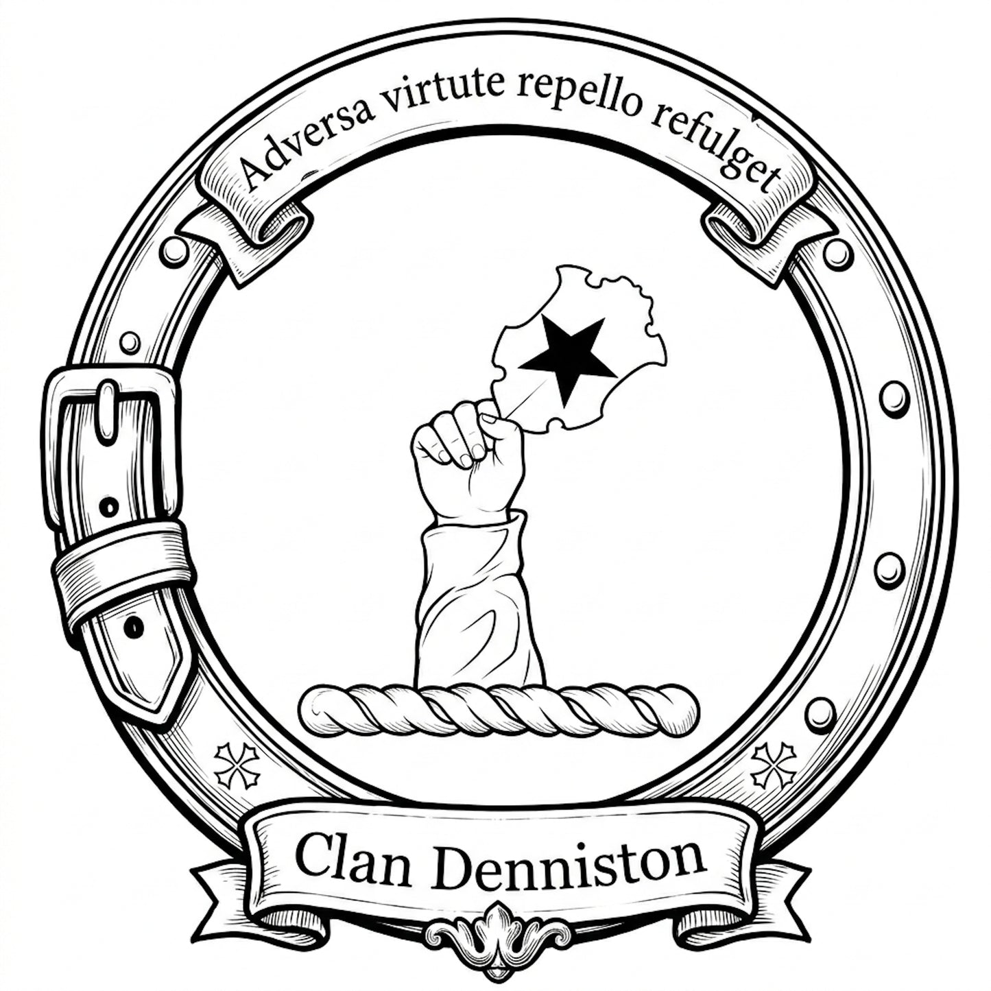 Clan Denniston Crest digital download: Includes Color PNG, B&W PNG, and SVG vector files
