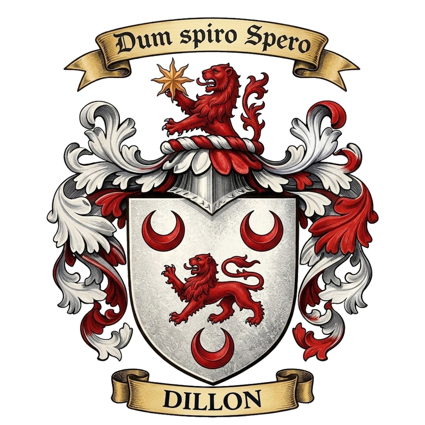The Dillon Family Coat of Arms digital download: Includes Color PNG, B&W PNG, and SVG vector files