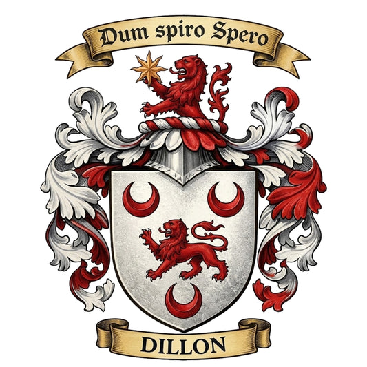 The Dillon Family Coat of Arms digital download: Includes Color PNG, B&W PNG, and SVG vector files