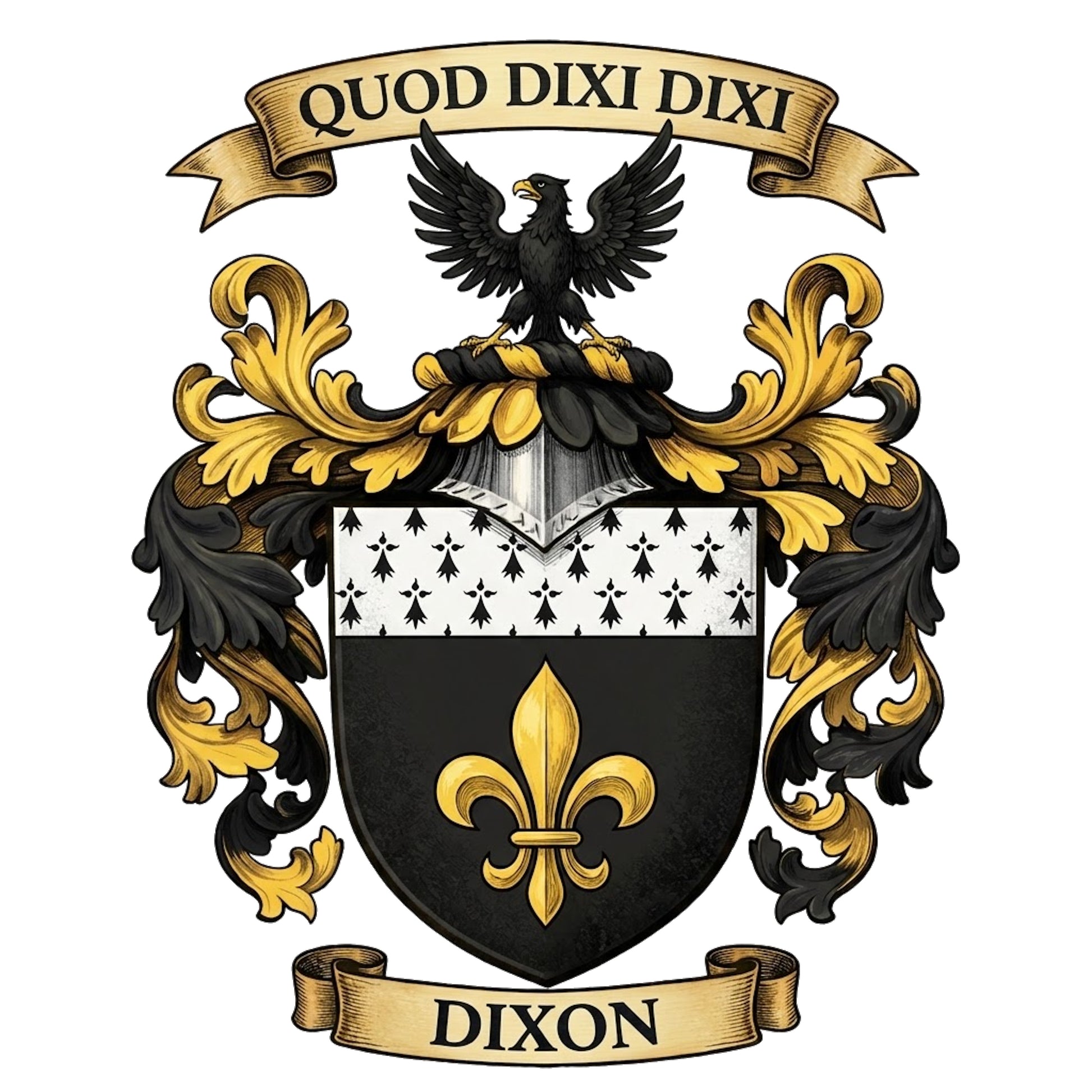 The Dixon Family Coat of Arms digital download: Includes Color PNG, B&W PNG, and SVG vector files