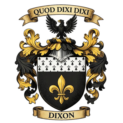 The Dixon Family Coat of Arms digital download: Includes Color PNG, B&W PNG, and SVG vector files