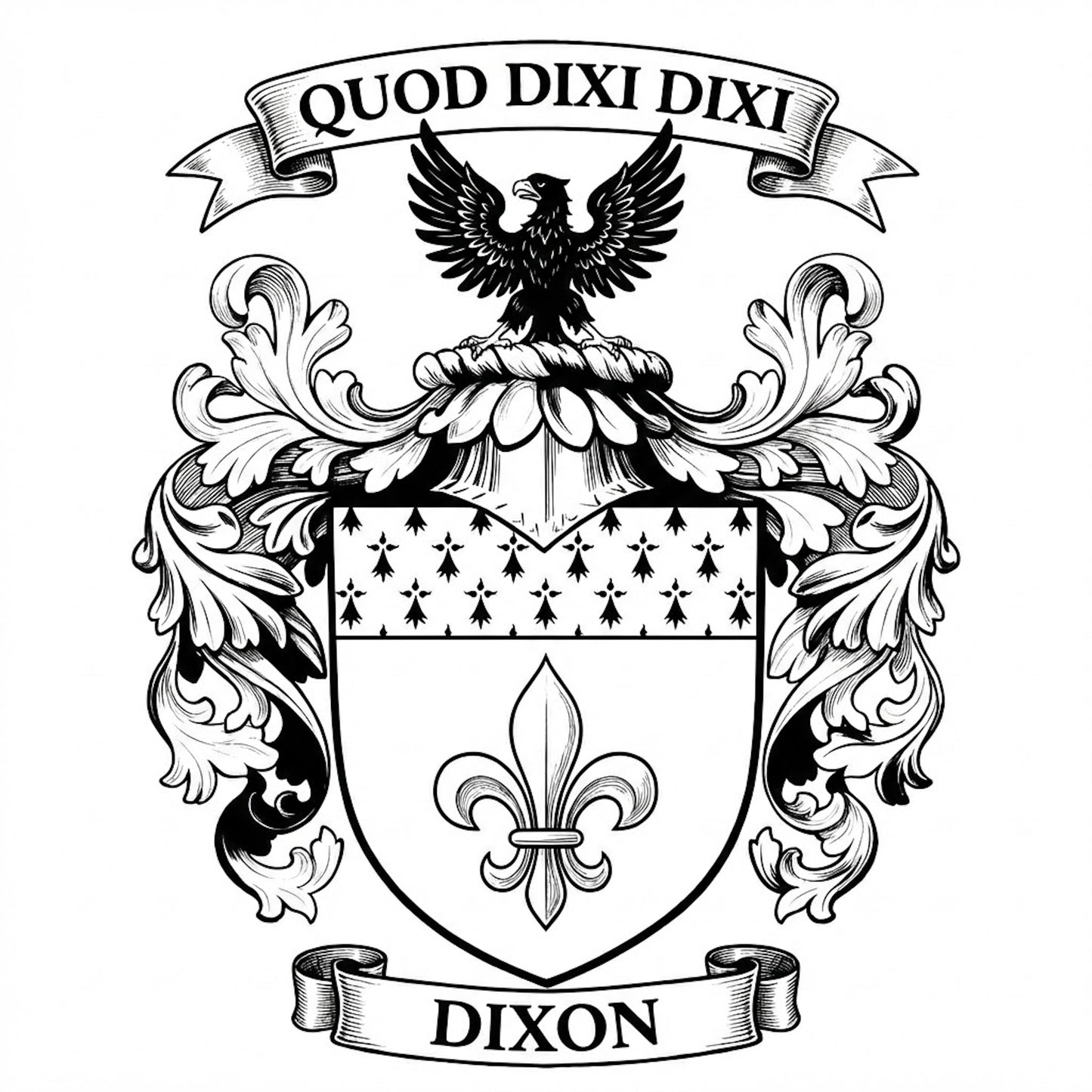 The Dixon Family Coat of Arms digital download: Includes Color PNG, B&W PNG, and SVG vector files