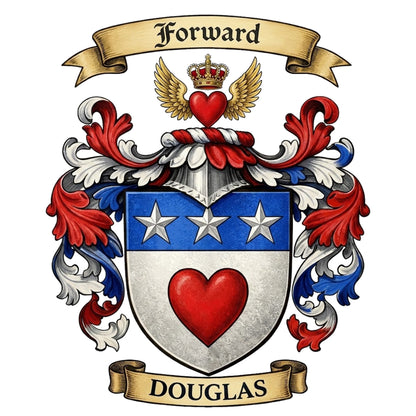 The Douglas Family Coat of Arms digital download: Includes Color PNG, B&W PNG, and SVG vector files