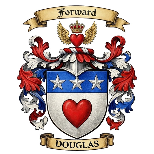 The Douglas Family Coat of Arms digital download: Includes Color PNG, B&W PNG, and SVG vector files