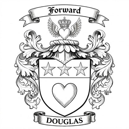 The Douglas Family Coat of Arms digital download: Includes Color PNG, B&W PNG, and SVG vector files