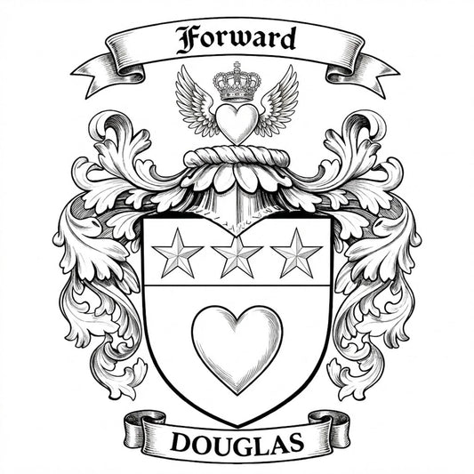 The Douglas Family Coat of Arms digital download: Includes Color PNG, B&W PNG, and SVG vector files