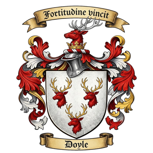 The Doyle Family Coat of Arms digital download: Includes Color PNG, B&W PNG, and SVG vector files