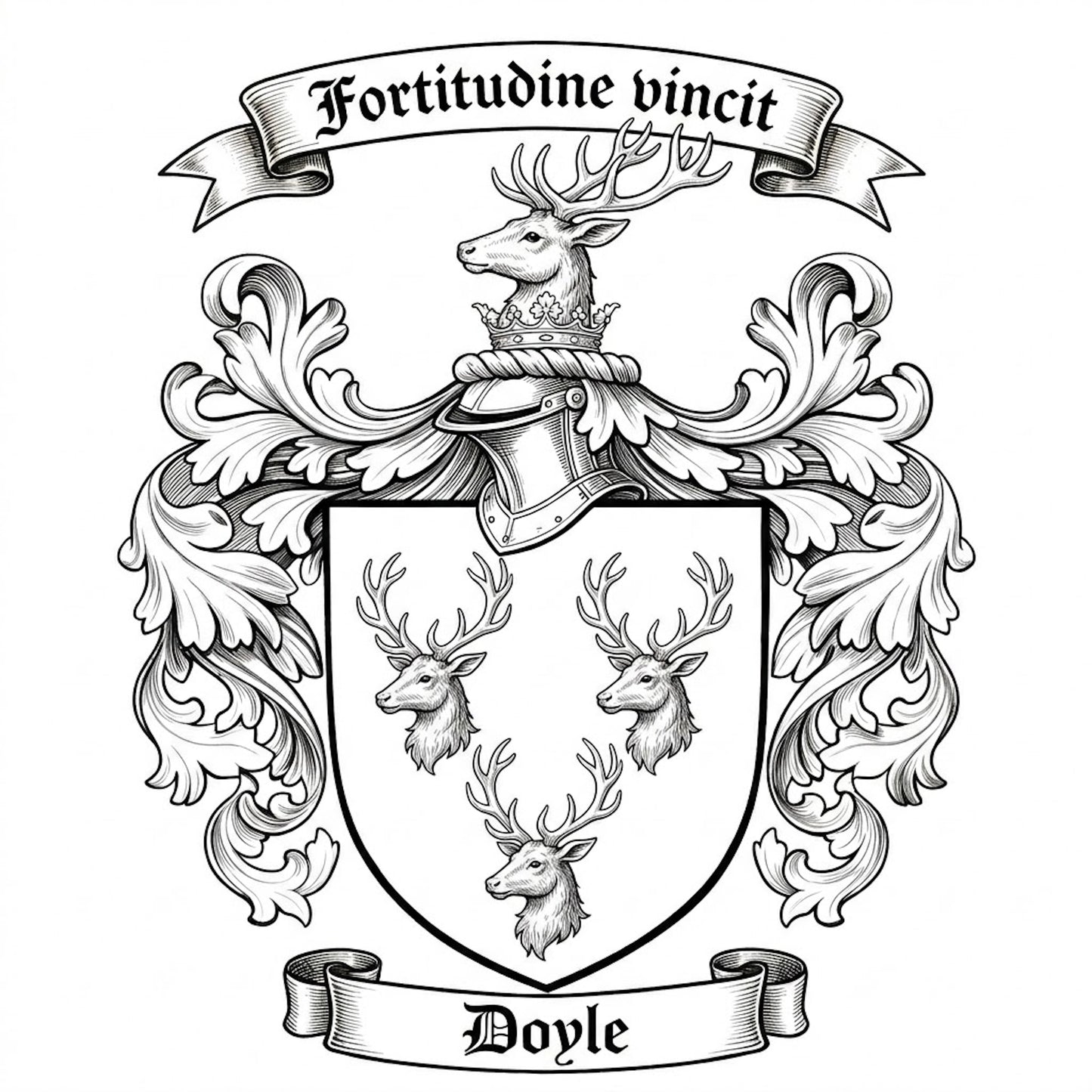 The Doyle Family Coat of Arms digital download: Includes Color PNG, B&W PNG, and SVG vector files