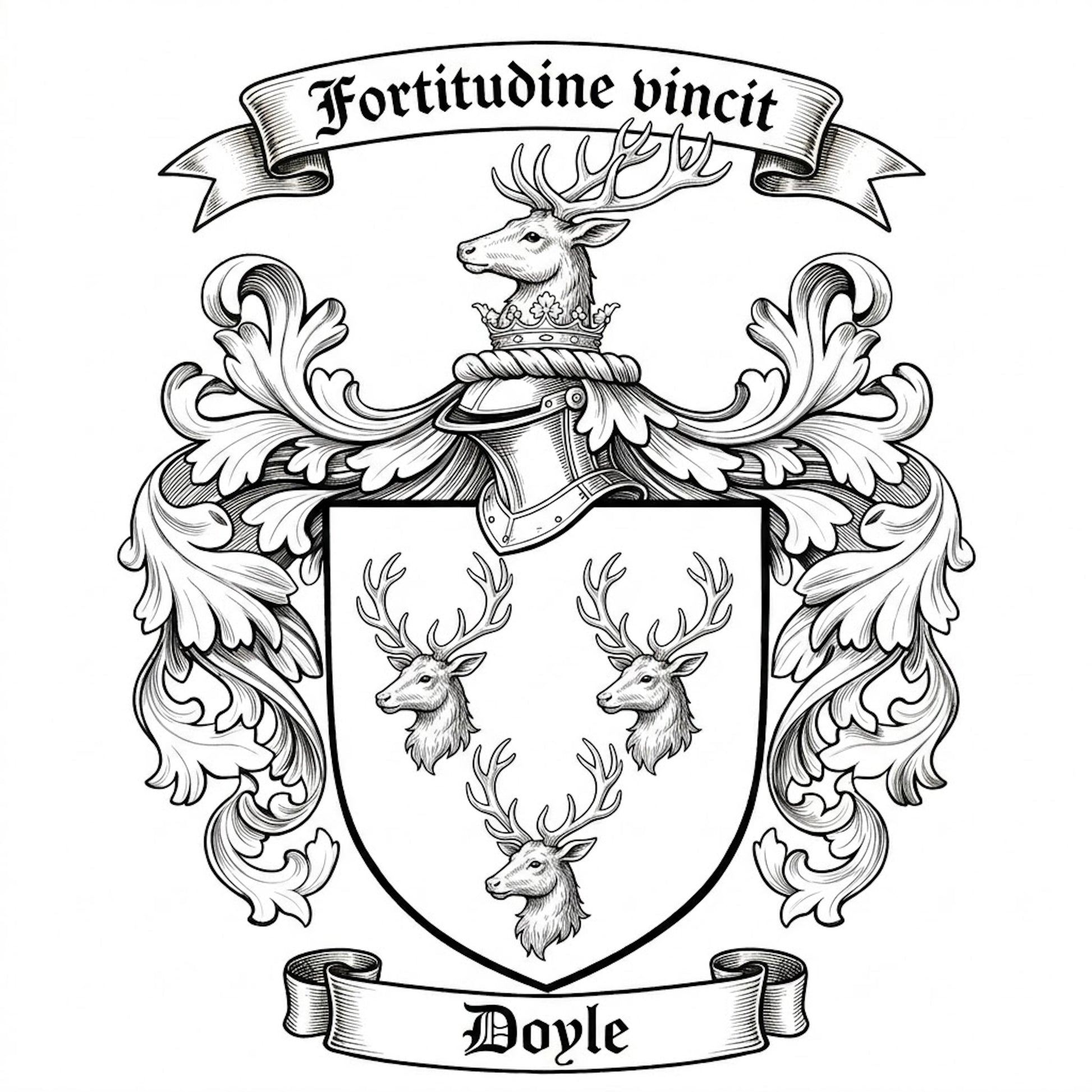 The Doyle Family Coat of Arms digital download: Includes Color PNG, B&W PNG, and SVG vector files