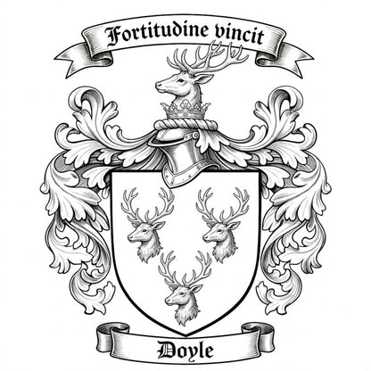 The Doyle Family Coat of Arms digital download: Includes Color PNG, B&W PNG, and SVG vector files
