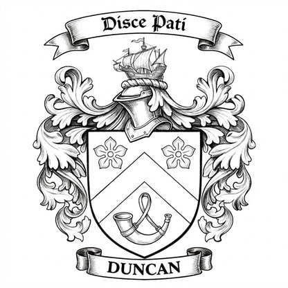 The Duncan Family Coat of Arms digital download: Includes Color PNG, B&W PNG, and SVG vector files