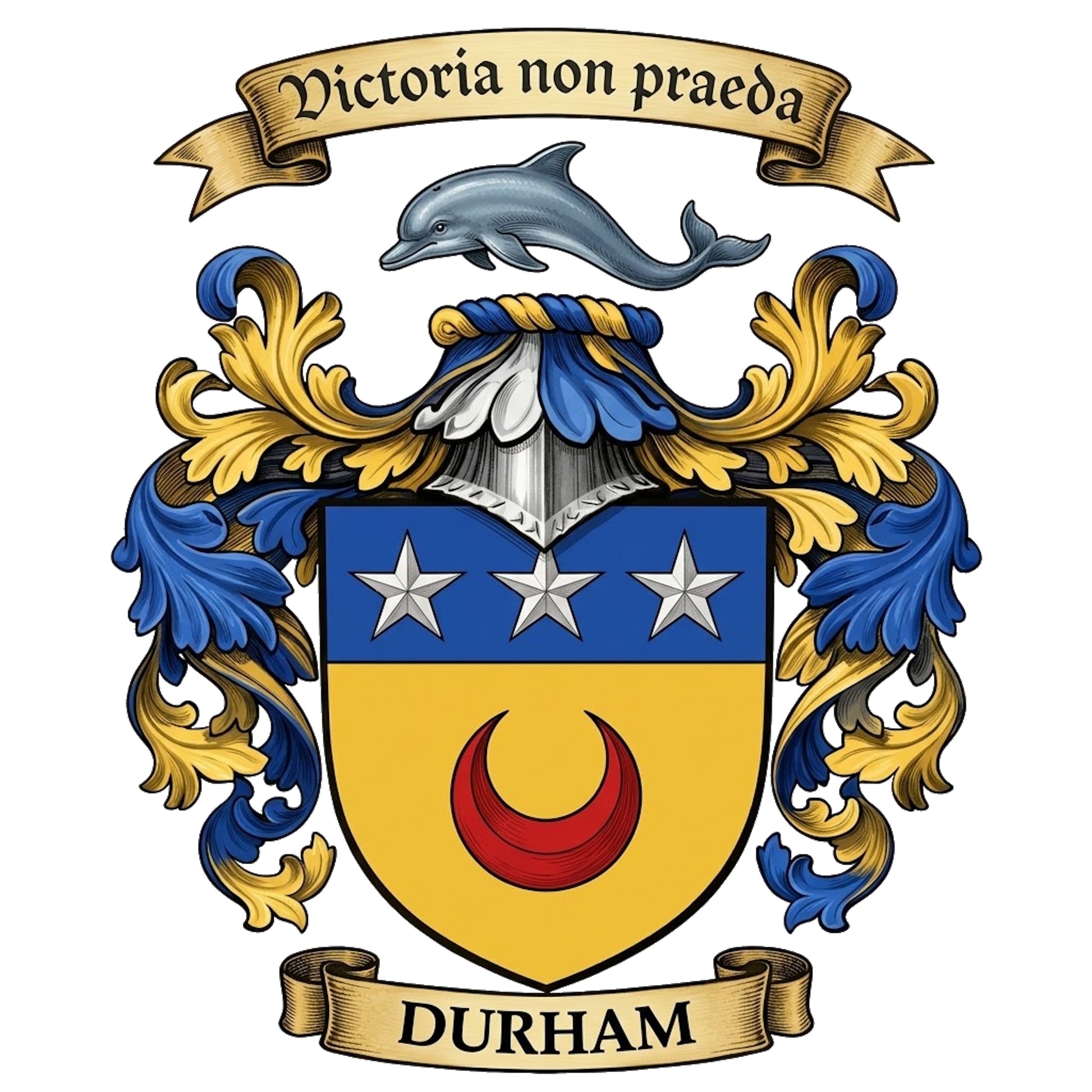 The Durham Family Coat of Arms digital download: Includes Color PNG, B&W PNG, and SVG vector files