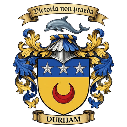 The Durham Family Coat of Arms digital download: Includes Color PNG, B&W PNG, and SVG vector files