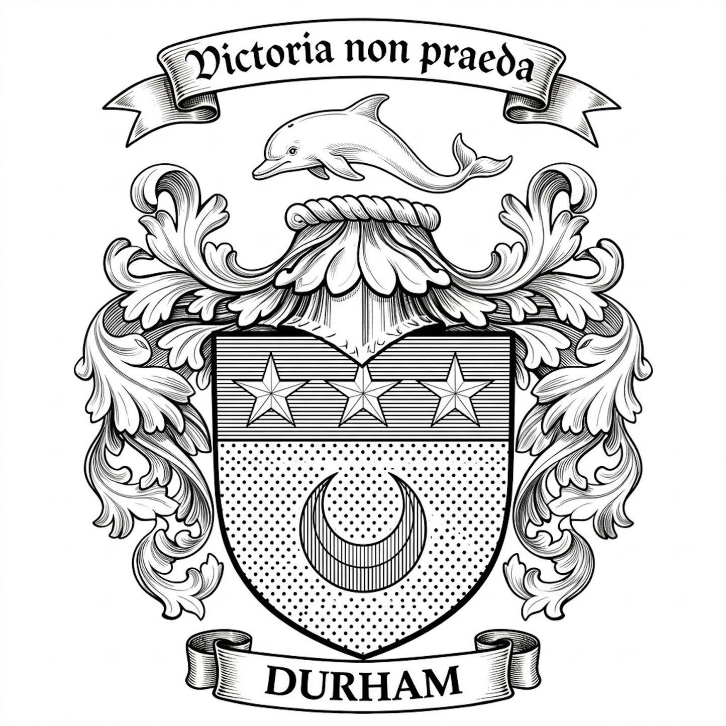The Durham Family Coat of Arms digital download: Includes Color PNG, B&W PNG, and SVG vector files