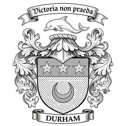 The Durham Family Coat of Arms digital download: Includes Color PNG, B&W PNG, and SVG vector files