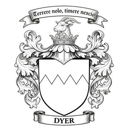 The Dyer Family Coat of Arms digital download: Includes Color PNG, B&W PNG, and SVG vector files
