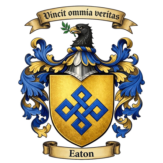 The Eaton Family Coat of Arms digital download: Includes Color PNG, B&W PNG, and SVG vector files