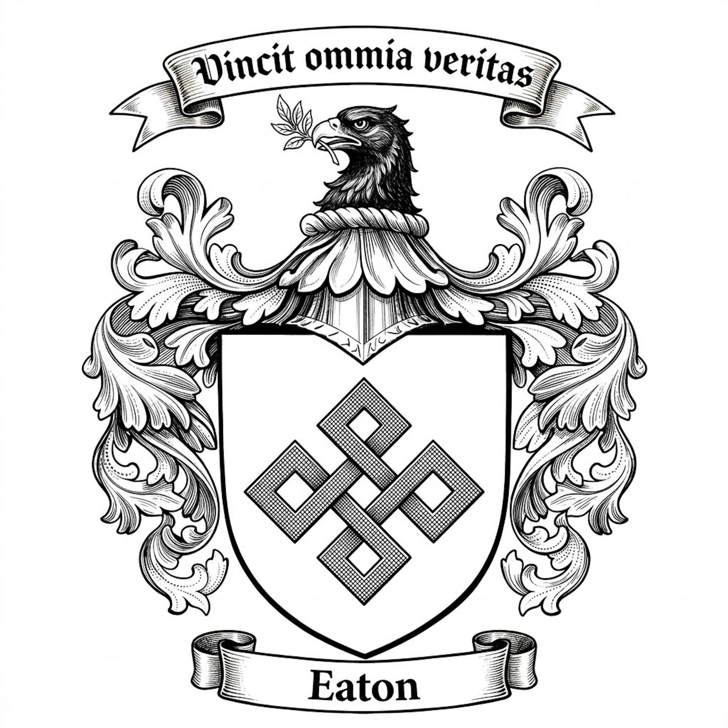 The Eaton Family Coat of Arms digital download: Includes Color PNG, B&W PNG, and SVG vector files