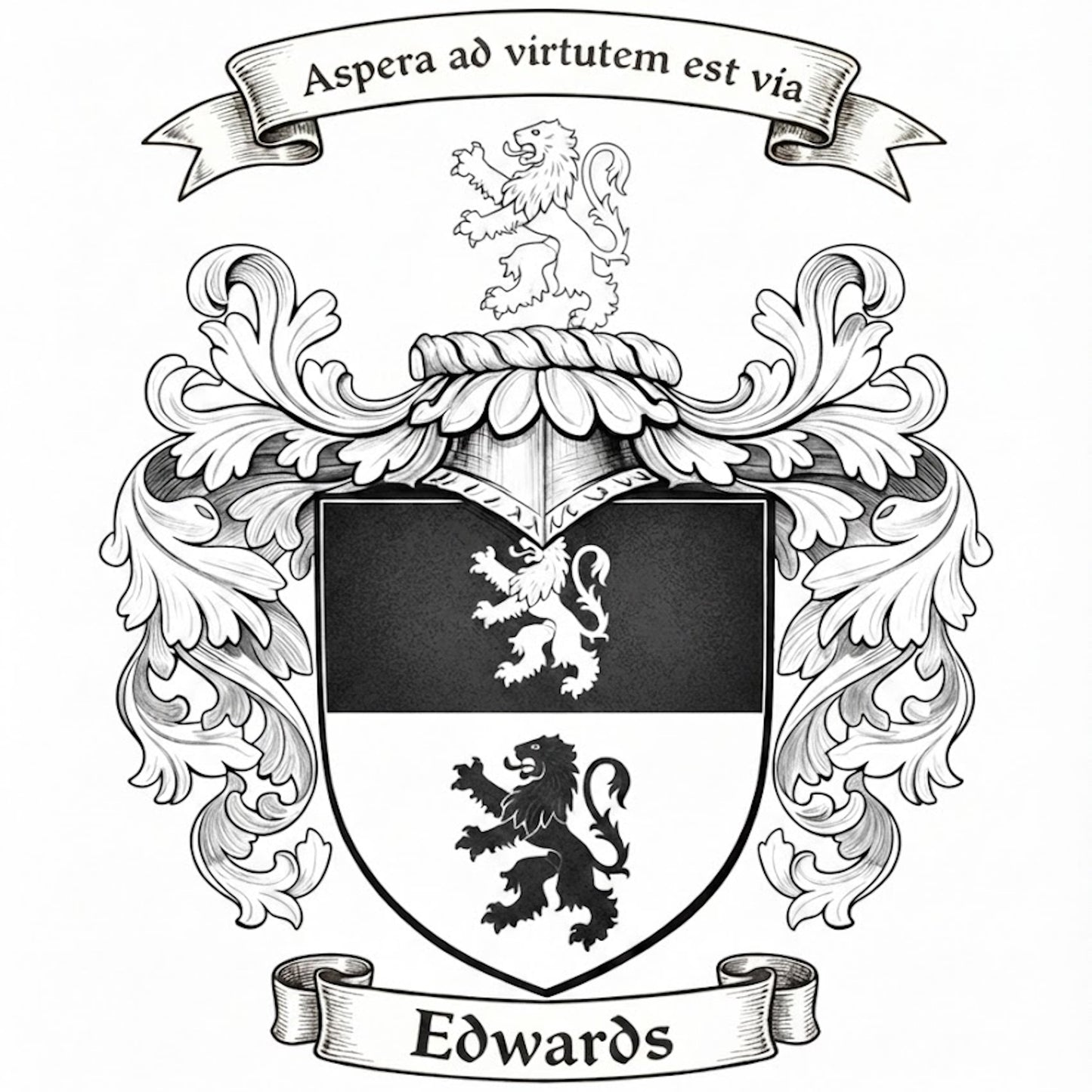 The Edwards Family Coat of Arms digital download: Includes Color PNG, B&W PNG, and SVG vector files