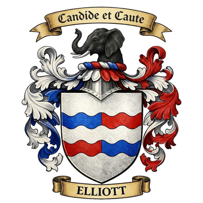 The Elliott Family Coat of Arms digital download: Includes Color PNG, B&W PNG, and SVG vector files