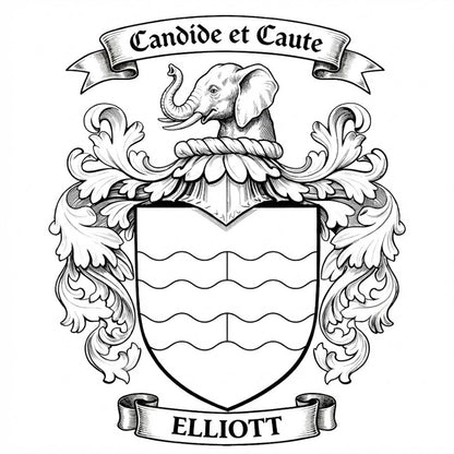 The Elliott Family Coat of Arms digital download: Includes Color PNG, B&W PNG, and SVG vector files