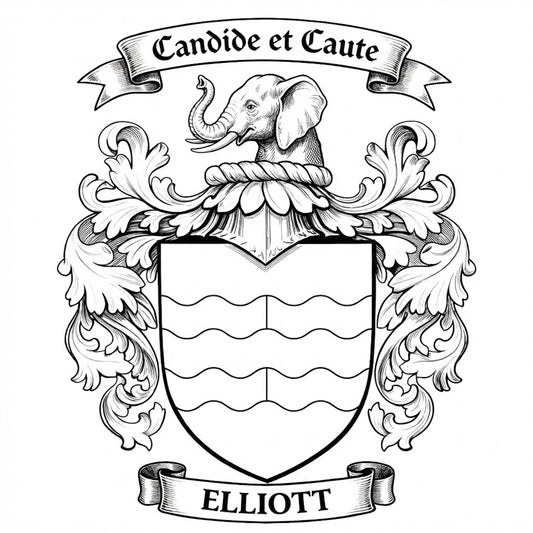 The Elliott Family Coat of Arms digital download: Includes Color PNG, B&W PNG, and SVG vector files