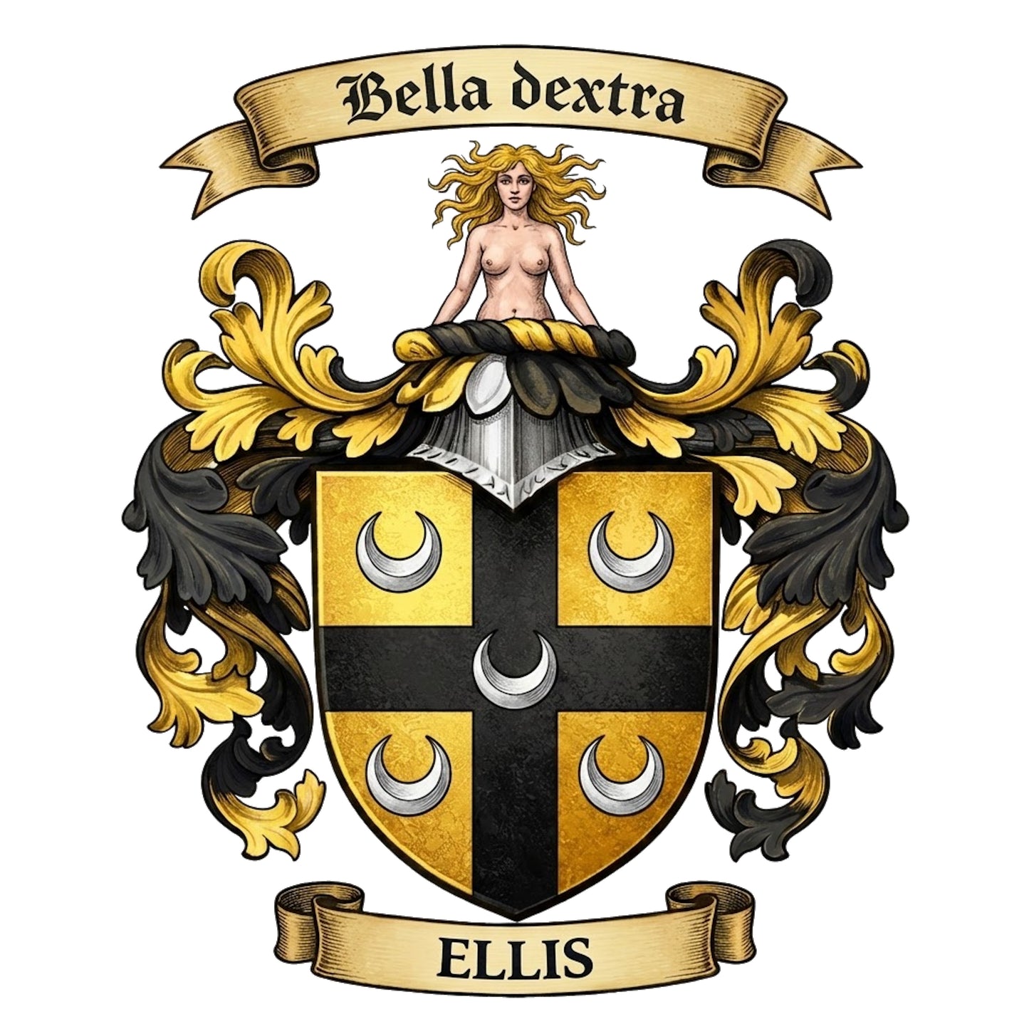 The Ellis Family Coat of Arms digital download: Includes Color PNG, B&W PNG, and SVG vector files