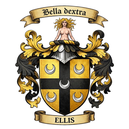 The Ellis Family Coat of Arms digital download: Includes Color PNG, B&W PNG, and SVG vector files