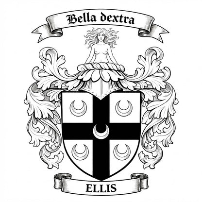 The Ellis Family Coat of Arms digital download: Includes Color PNG, B&W PNG, and SVG vector files