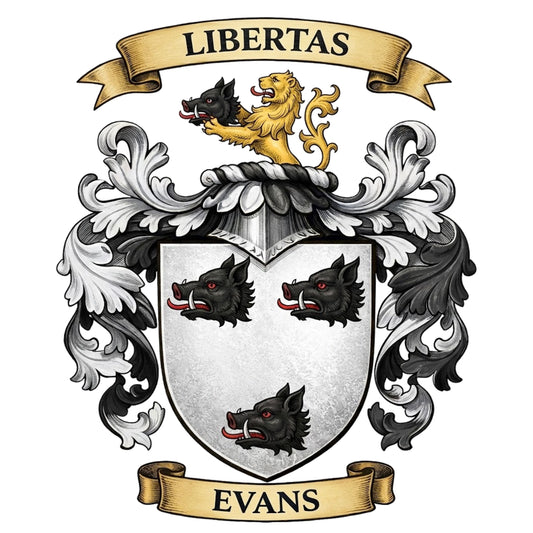 The Evans Family Coat of Arms digital download: Includes Color PNG, B&W PNG, and SVG vector files