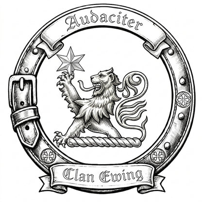 Clan Ewing Crest digital download: Includes Color PNG, B&W PNG, and SVG vector files