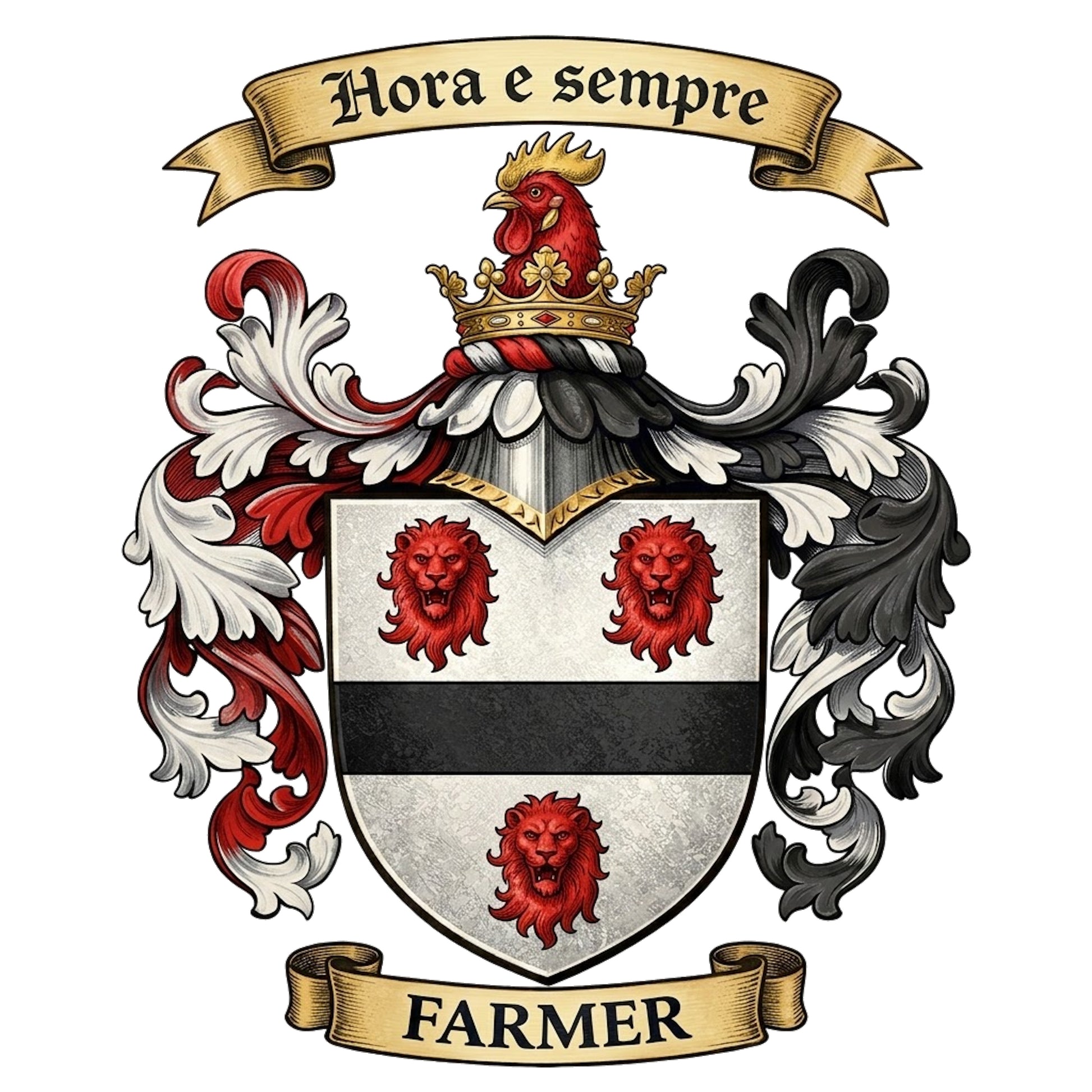 The Farmer Family Coat of Arms digital download: Includes Color PNG, B&W PNG, and SVG vector files