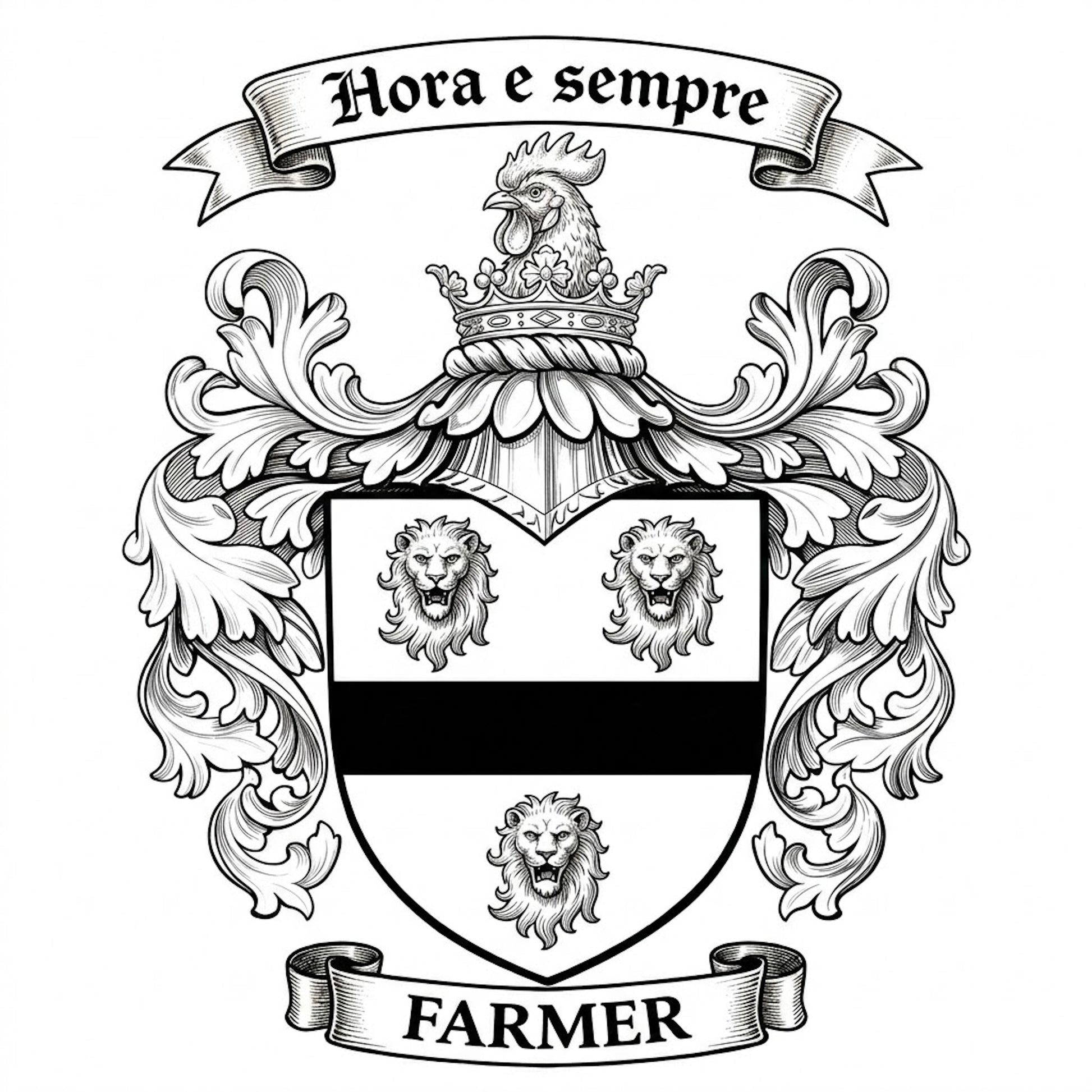 The Farmer Family Coat of Arms digital download: Includes Color PNG, B&W PNG, and SVG vector files