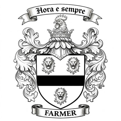 The Farmer Family Coat of Arms digital download: Includes Color PNG, B&W PNG, and SVG vector files