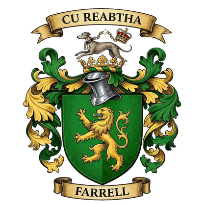 The Farrell Family Coat of Arms digital download: Includes Color PNG, B&W PNG, and SVG vector files