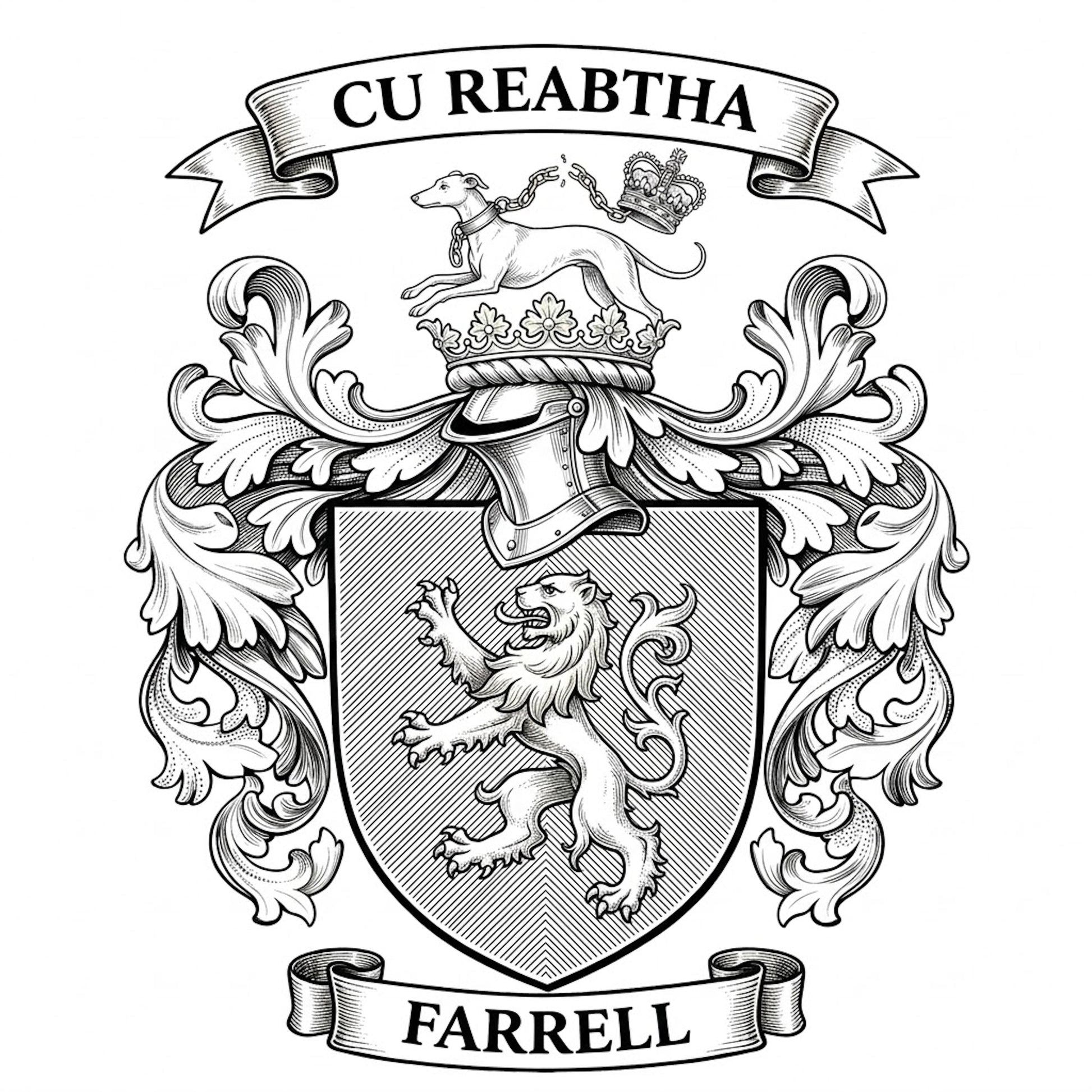 The Farrell Family Coat of Arms digital download: Includes Color PNG, B&W PNG, and SVG vector files