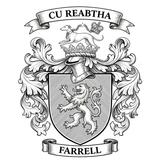 The Farrell Family Coat of Arms digital download: Includes Color PNG, B&W PNG, and SVG vector files
