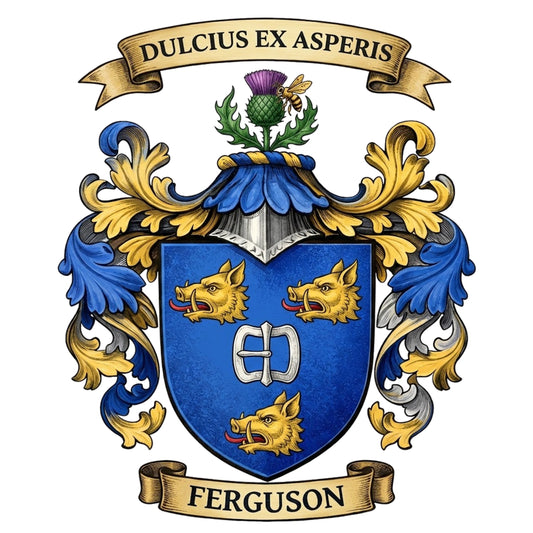 The Ferguson Family Coat of Arms digital download: Includes Color PNG, B&W PNG, and SVG vector files