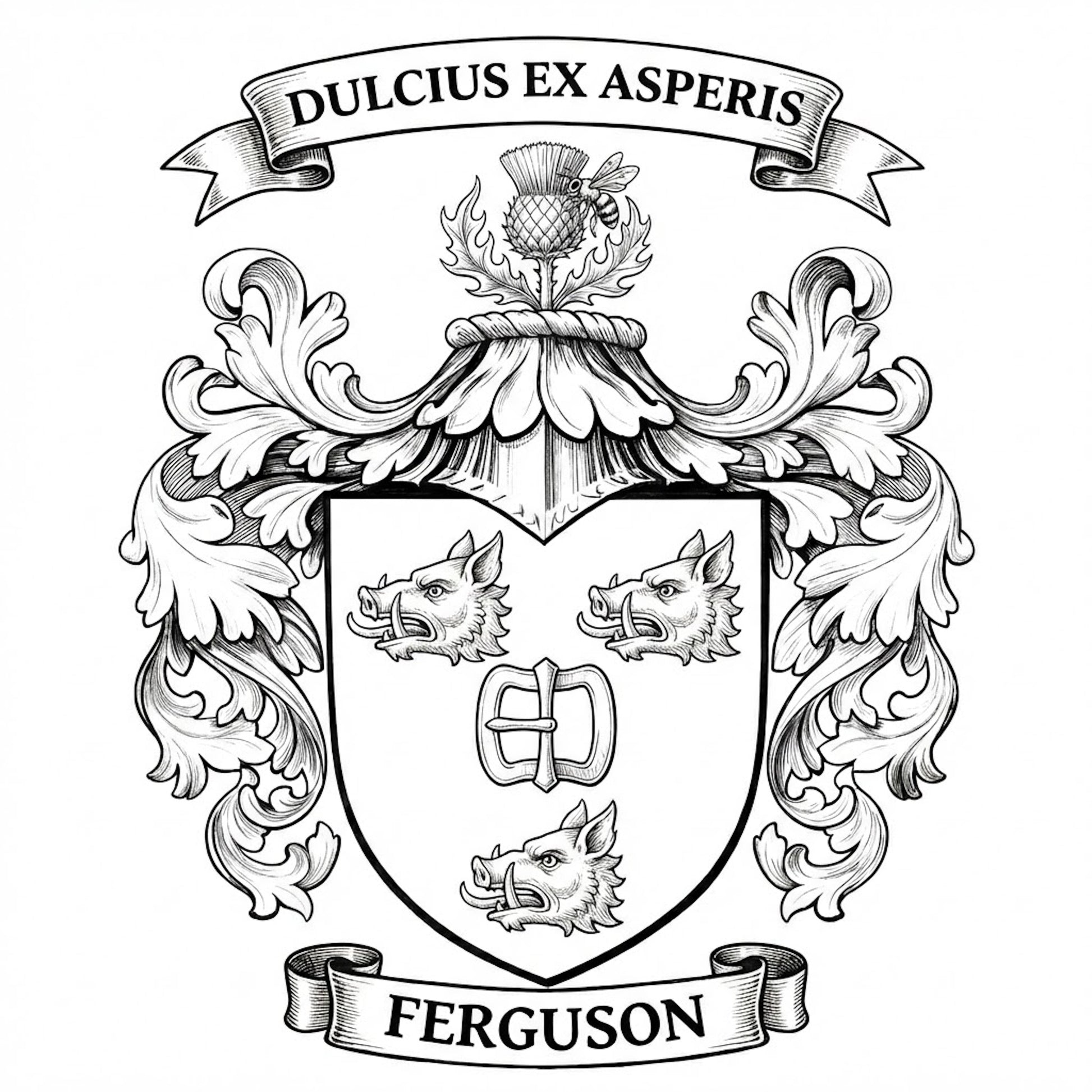 The Ferguson Family Coat of Arms digital download: Includes Color PNG, B&W PNG, and SVG vector files